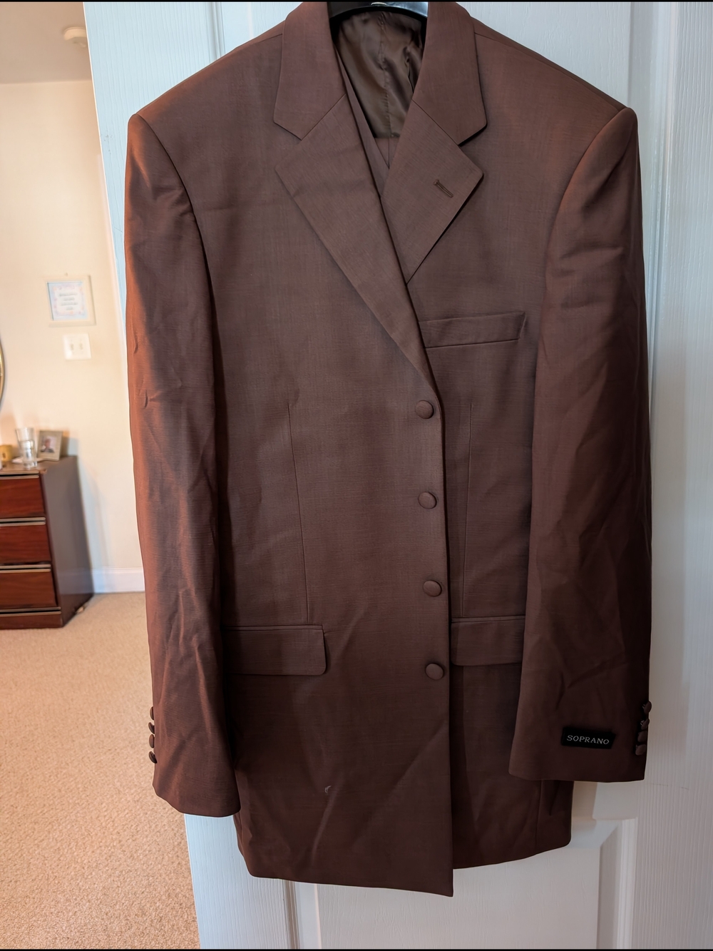 Soprano Brown Men's Single-Breasted Suit Jacket